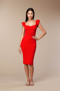 Morgan Pencil Skirt In High Risk Red