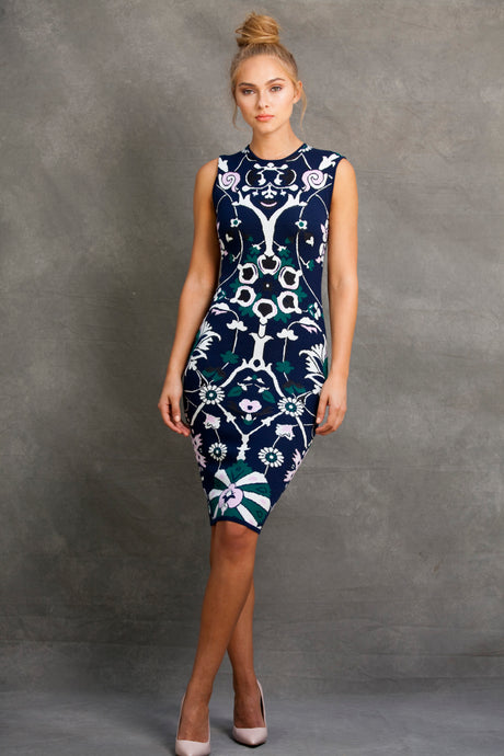 Erika Floral Jacquard Dress - VIAVAI FASHION 